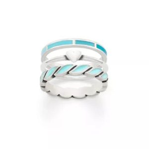 Mosaic, Heart and Twist Ring Stack