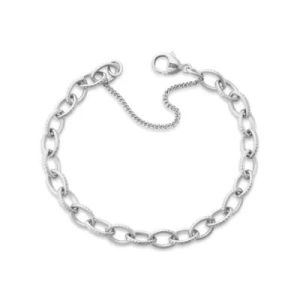 Textured Oval Charm Bracelet in Sterling Silver