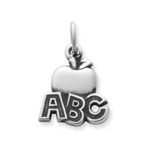 "ABC" Apple Charm in Sterling Silver
