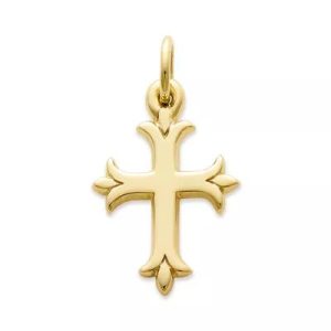 Fleuree Cross Charm in 14K Yellow Gold