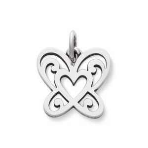 Open Butterfly Heart Charm in Sterling Silver