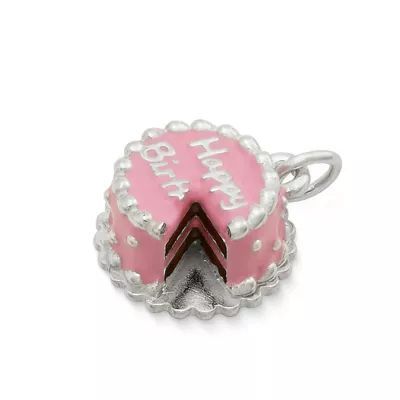 Enamel Birthday Cake Charm in Sterling Silver - Image 3