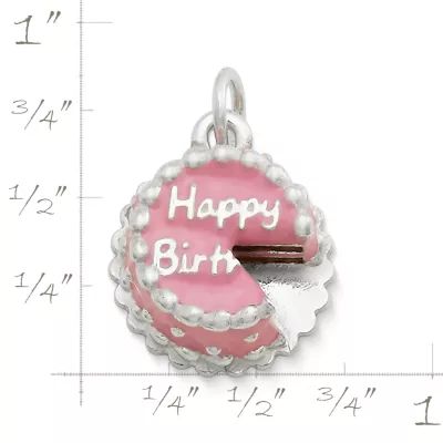 Enamel Birthday Cake Charm in Sterling Silver - Image 4