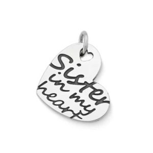 "Sister in My Heart" Charm in Sterling Silver