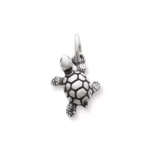 Turtle Charm in Sterling Silver or 14K Yellow Gold