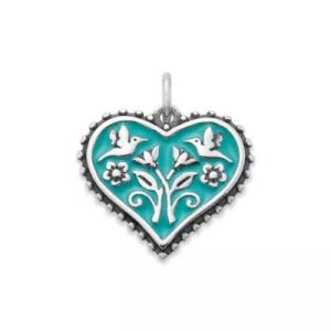 Enamel Hearts in Bloom Charm in Sterling Silver