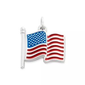 Enamel American Flag Charm in Sterling Silver