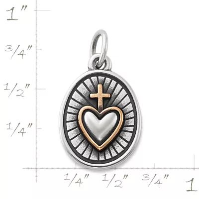 Radiant Sacred Heart Charm in Sterling Silver and Bronze - Image 5