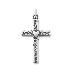 From the Heart Cross Pendant in Sterling Silver