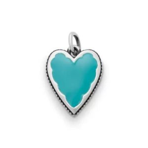 Enamel Heart Charm in Sterling Silver