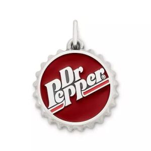 Enamel Dr Pepper Bottle Cap Charm in Sterling Silver