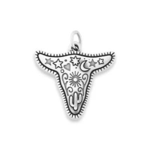 Western Sky Steer Charm in Sterling Silver