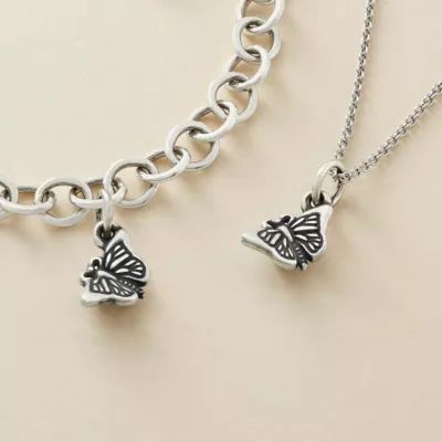 Mini Monarch Butterfly Charm in Sterling Silver - Image 3