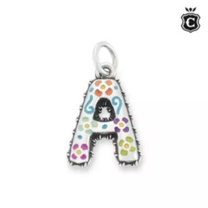 Enamel Consuela Floral Initial Charm in Sterling Silver