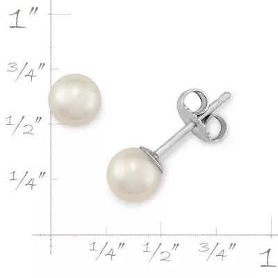 Round Gemstone Stud Earrings in Sterling Silver or 14K Yellow Gold - Image 5