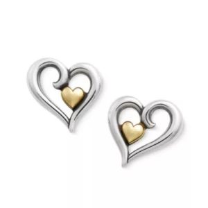 Joy of My Heart Stud Earrings in Sterling Silver and 14K Yellow Gold