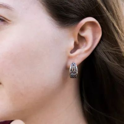 Scrolled French Clip Earrings in Sterling Silver - Image 3