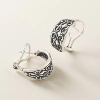 Scrolled French Clip Earrings in Sterling Silver - Image 2