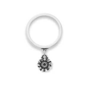Mini Sunflower Charm Dangle Ring in 14K Yellow Gold