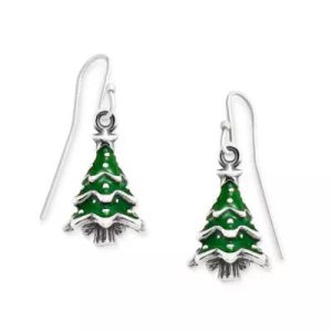 Enamel Christmas Tree Earrings in Sterling Silver