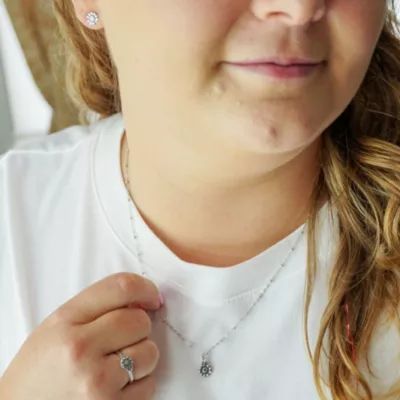 Mini Sunflower Stud Earrings in Sterling Silver or 14K Yellow Gold - Image 7