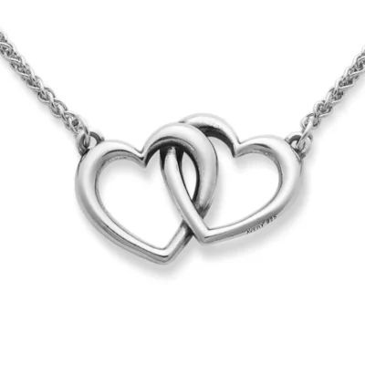 Double Heart Linked Necklace in Sterling Silver