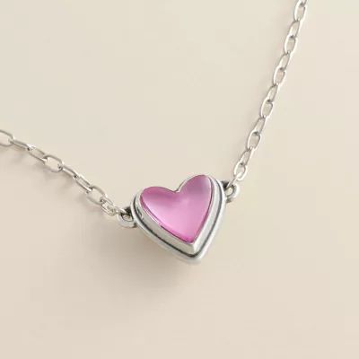 Sweetheart Gemstone Necklace in Sterling Silver - Image 3
