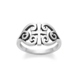 Scroll Cross Ring in Sterling Silver