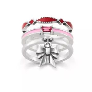 Cordoba, Enamel Gemstone and Bow Dangle Ring Stack