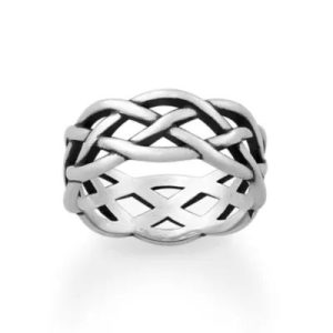 Woven Trinity Wedding Ring in Sterling Silver